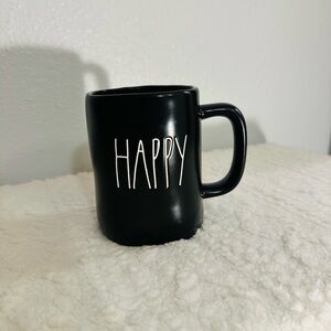 Rae Dunn Black Ceramic Mug 'Happy'